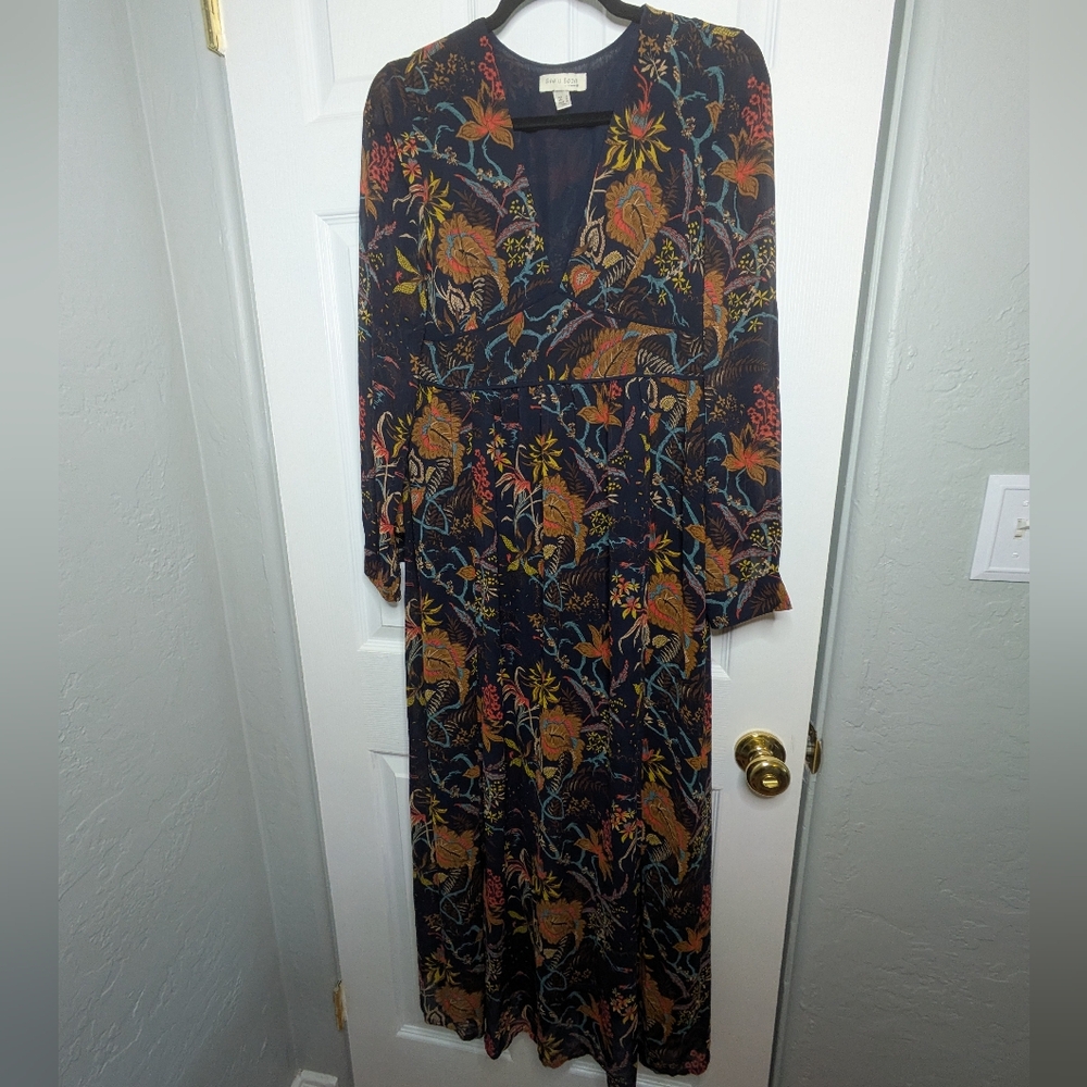 Anthropologie See You Soon Dark Floral Maxi Dress